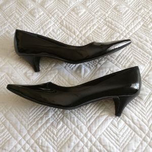 Patent Leather Kitten Heels in Black